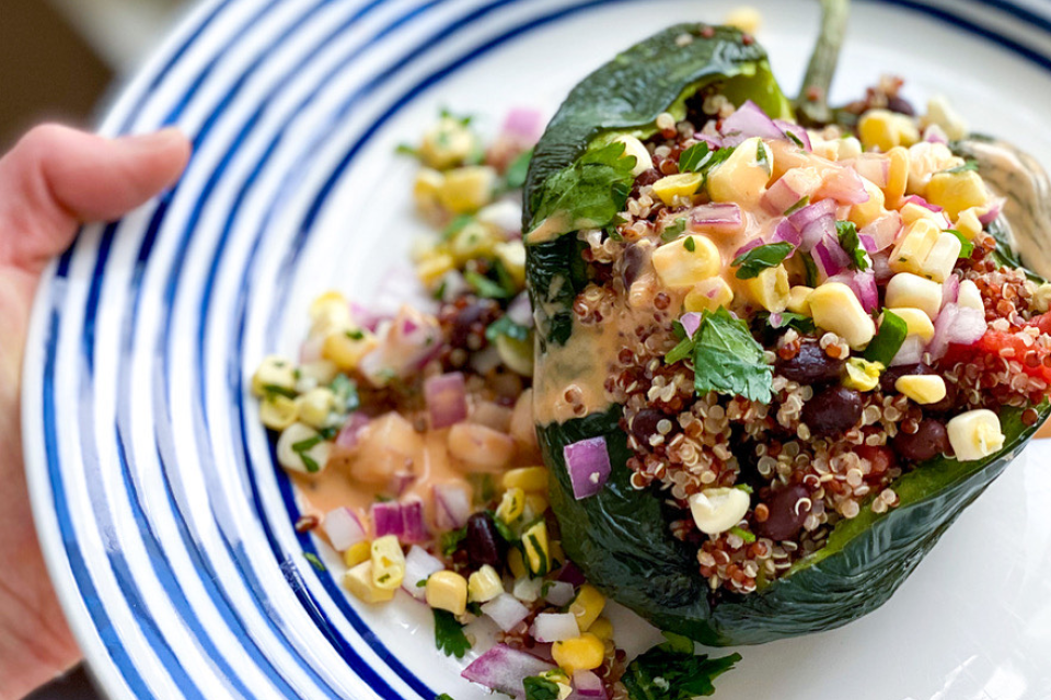 Stuffed Vegan Poblano Peppers